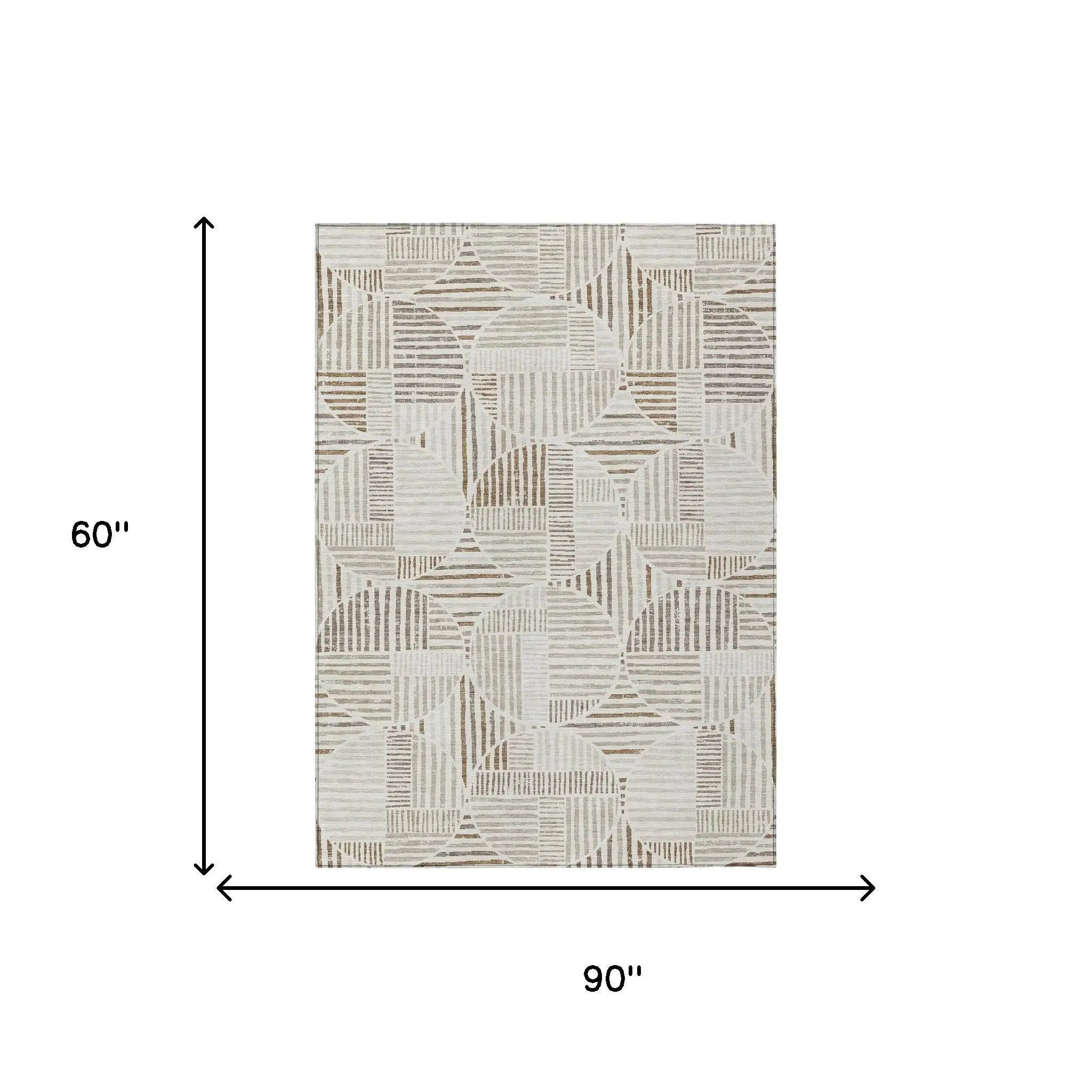 5' X 8' Ivory And Graphite Geometric Washable Indoor Outdoor Area Rug Homeroots Outdoor