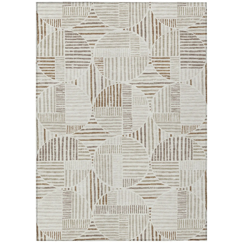 5' X 8' Ivory And Graphite Geometric Washable Indoor Outdoor Area Rug Homeroots Outdoor