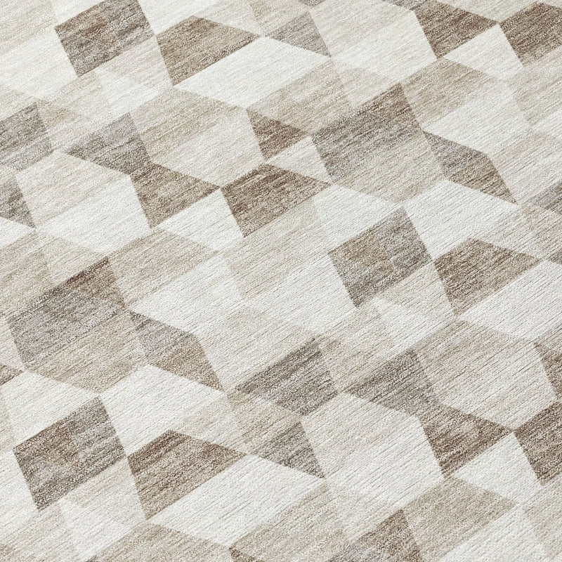 5' X 8' Ivory And Graphite Geometric Washable Indoor Outdoor Area Rug Homeroots Outdoor