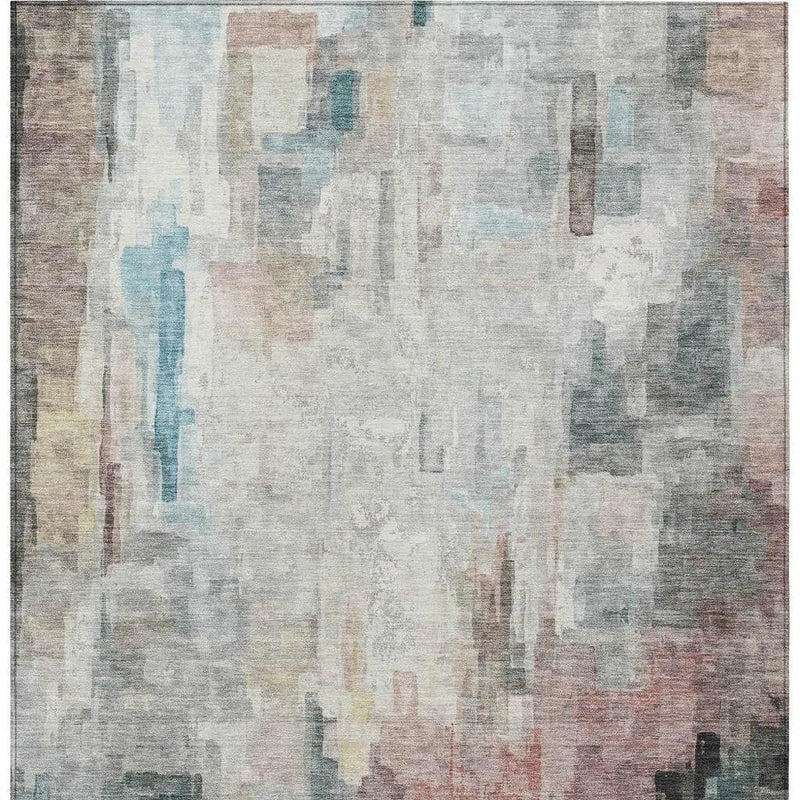 5' X 8' Ivory And Gray Abstract Washable Indoor Outdoor Area Rug Homeroots Outdoor