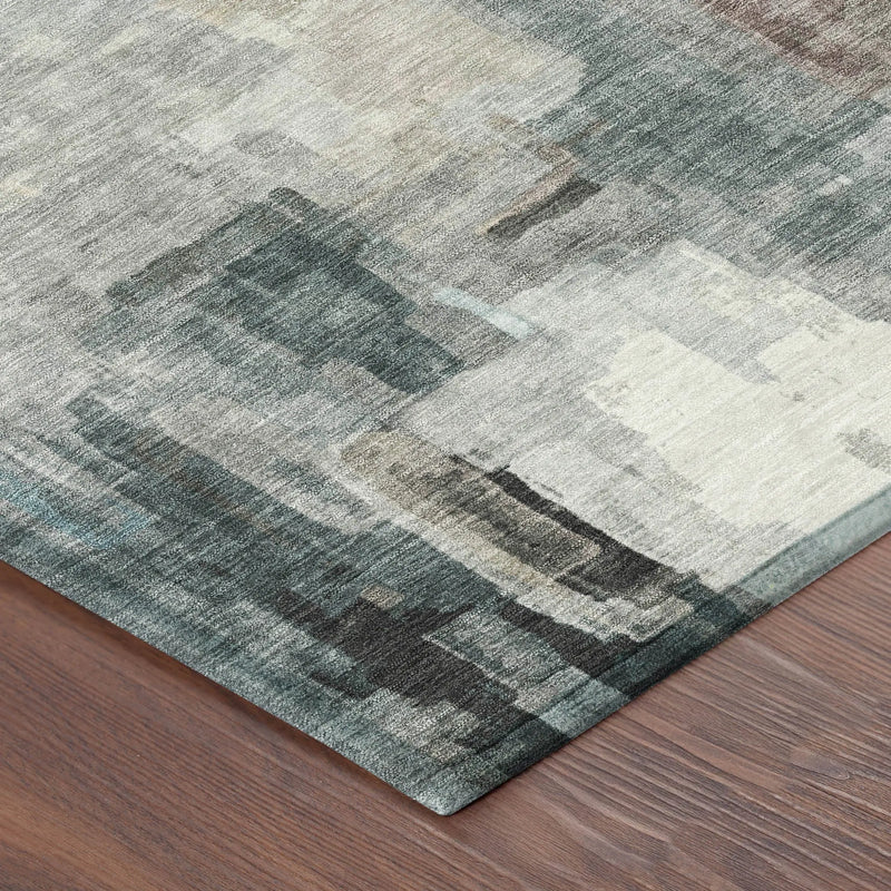 5' X 8' Ivory And Gray Abstract Washable Indoor Outdoor Area Rug Homeroots Outdoor