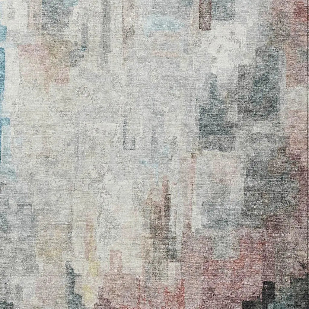 5' X 8' Ivory And Gray Abstract Washable Indoor Outdoor Area Rug Homeroots Outdoor