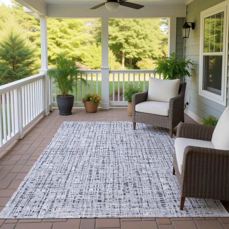 5' X 8' Ivory And Gray Abstract Washable Indoor Outdoor Area Rug Homeroots Outdoor