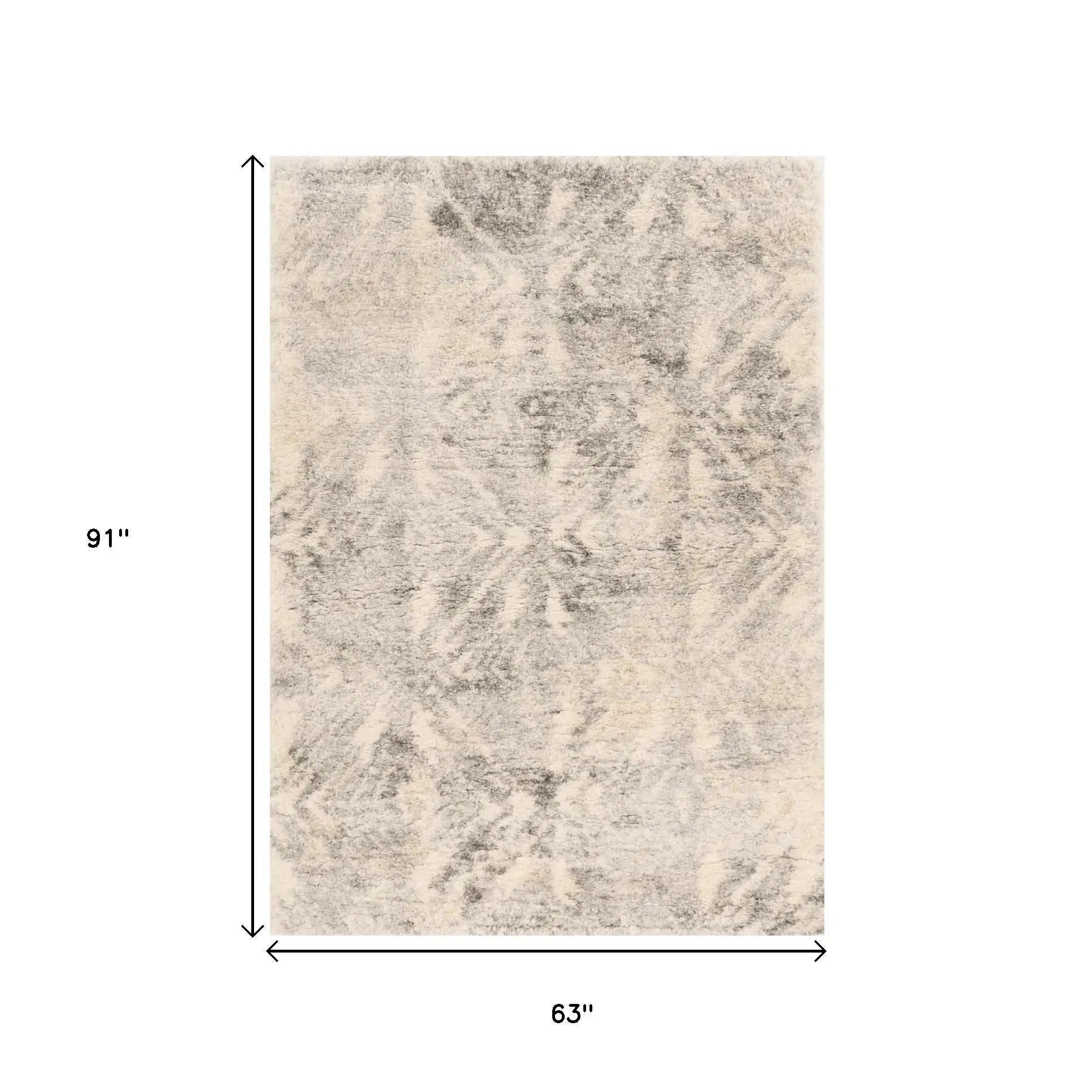 5' X 8' Ivory And Gray Diamond Area Rug Homeroots Home Decor