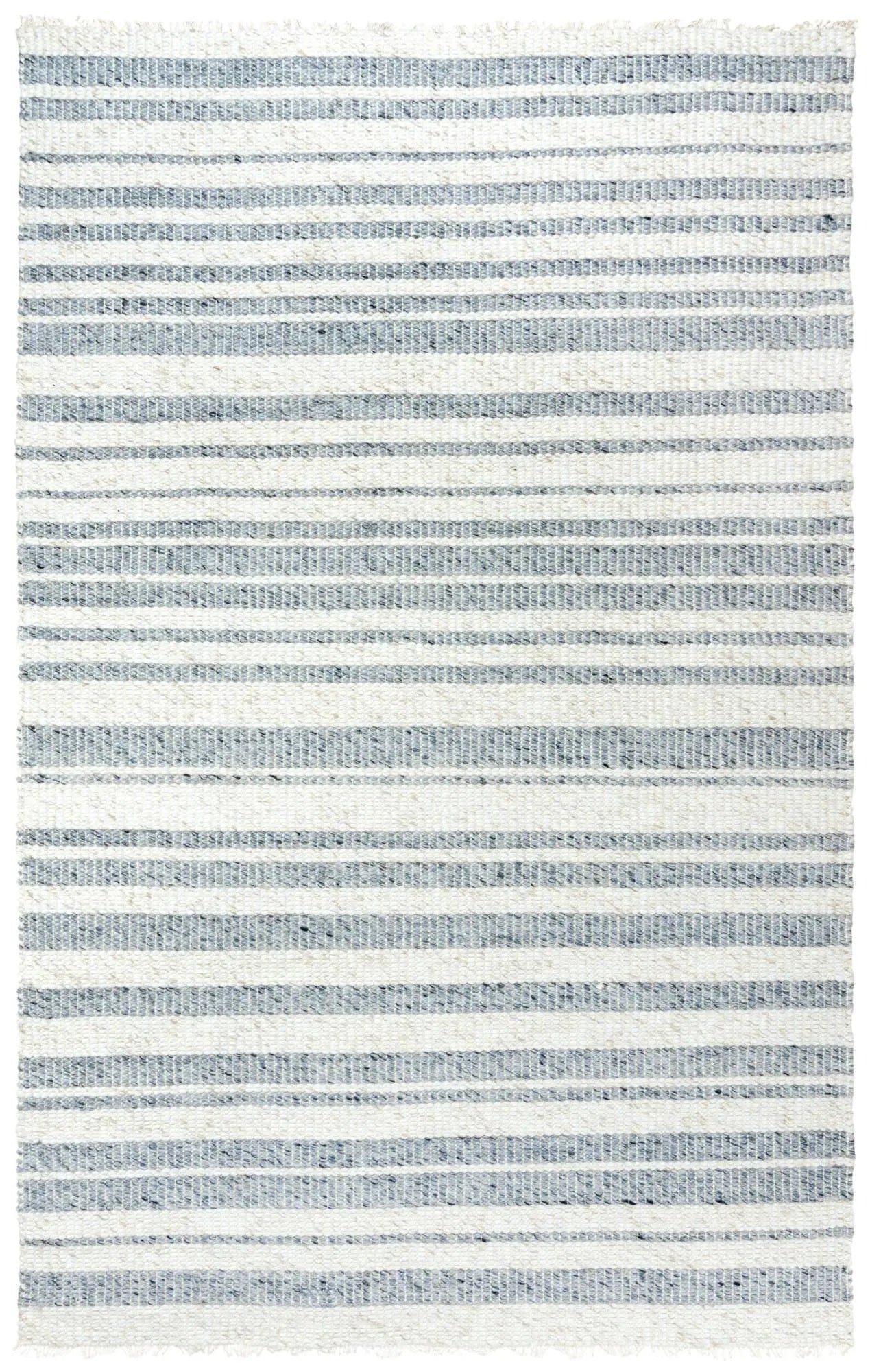 5' X 8' Ivory And Gray Wool Striped Hand Woven Area Rug Homeroots Home Decor