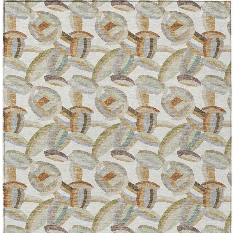 5' X 8' Ivory And Green Abstract Washable Indoor Outdoor Area Rug Homeroots Outdoor