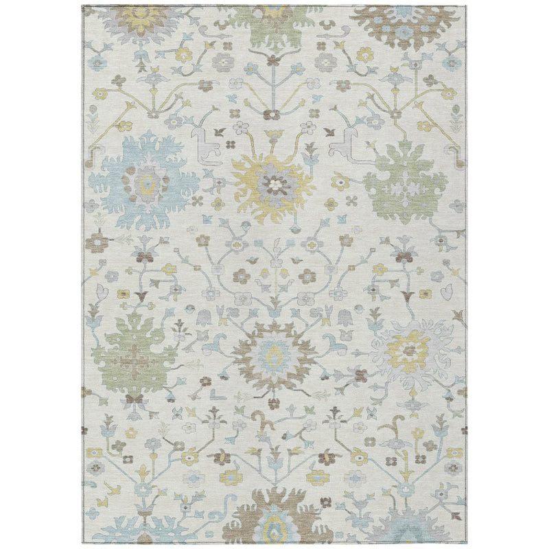 5' X 8' Ivory And Green Faux Bois Washable Indoor Outdoor Area Rug Homeroots Outdoor