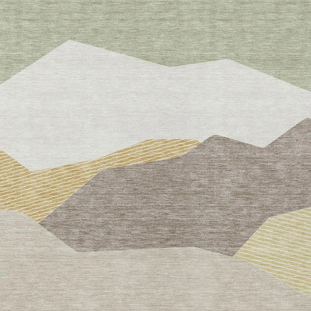 5' X 8' Ivory And Green Geometric Washable Indoor Outdoor Area Rug Homeroots Outdoor