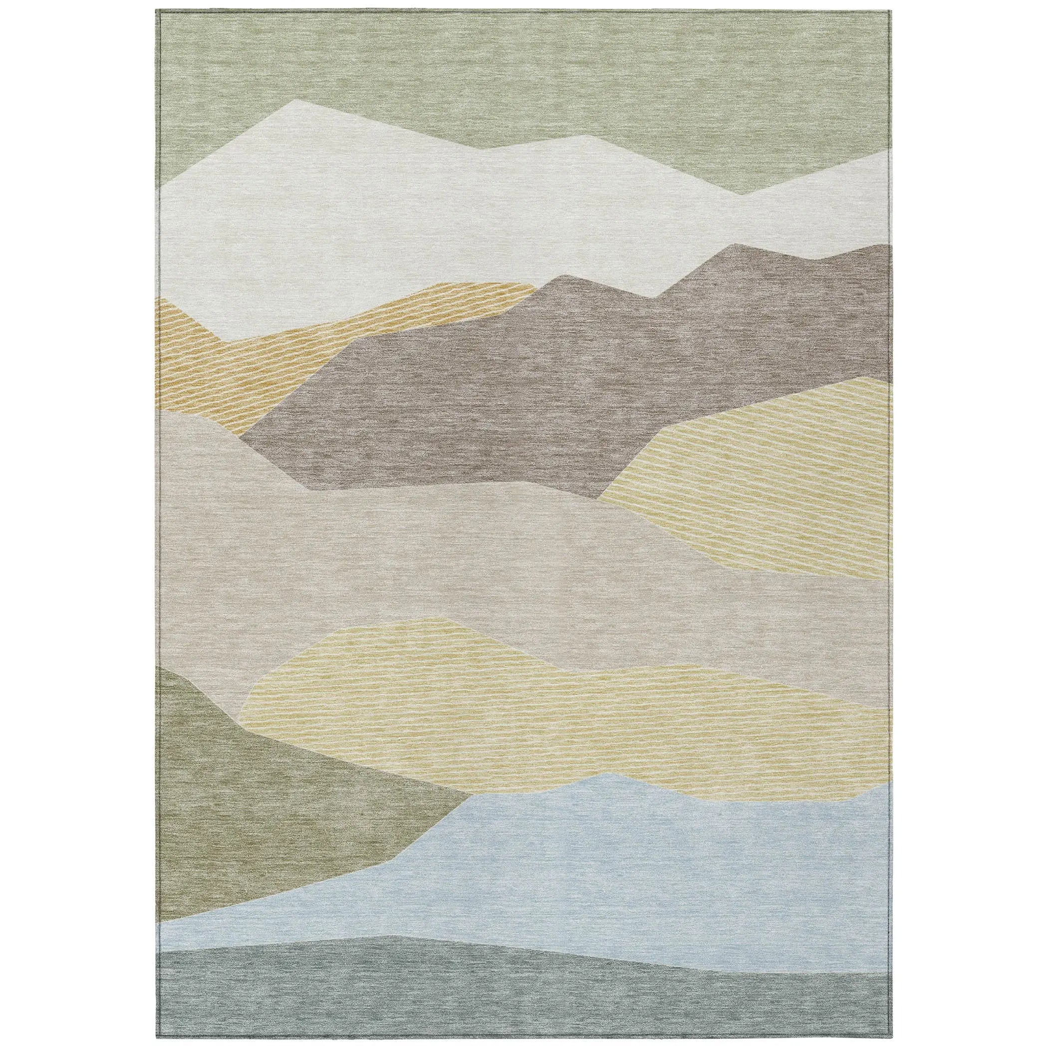 5' X 8' Ivory And Green Geometric Washable Indoor Outdoor Area Rug Homeroots Outdoor