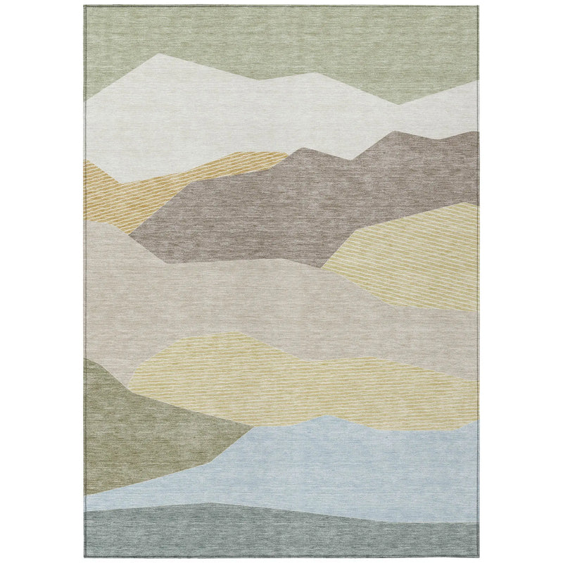 5' X 8' Ivory And Green Geometric Washable Indoor Outdoor Area Rug Homeroots Outdoor