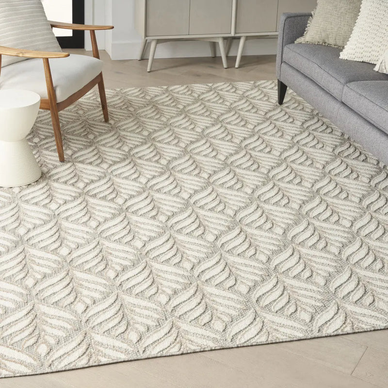 5' X 8' Ivory And Grey Floral Stain Resistant Non Skid Area Rug Homeroots Outdoor