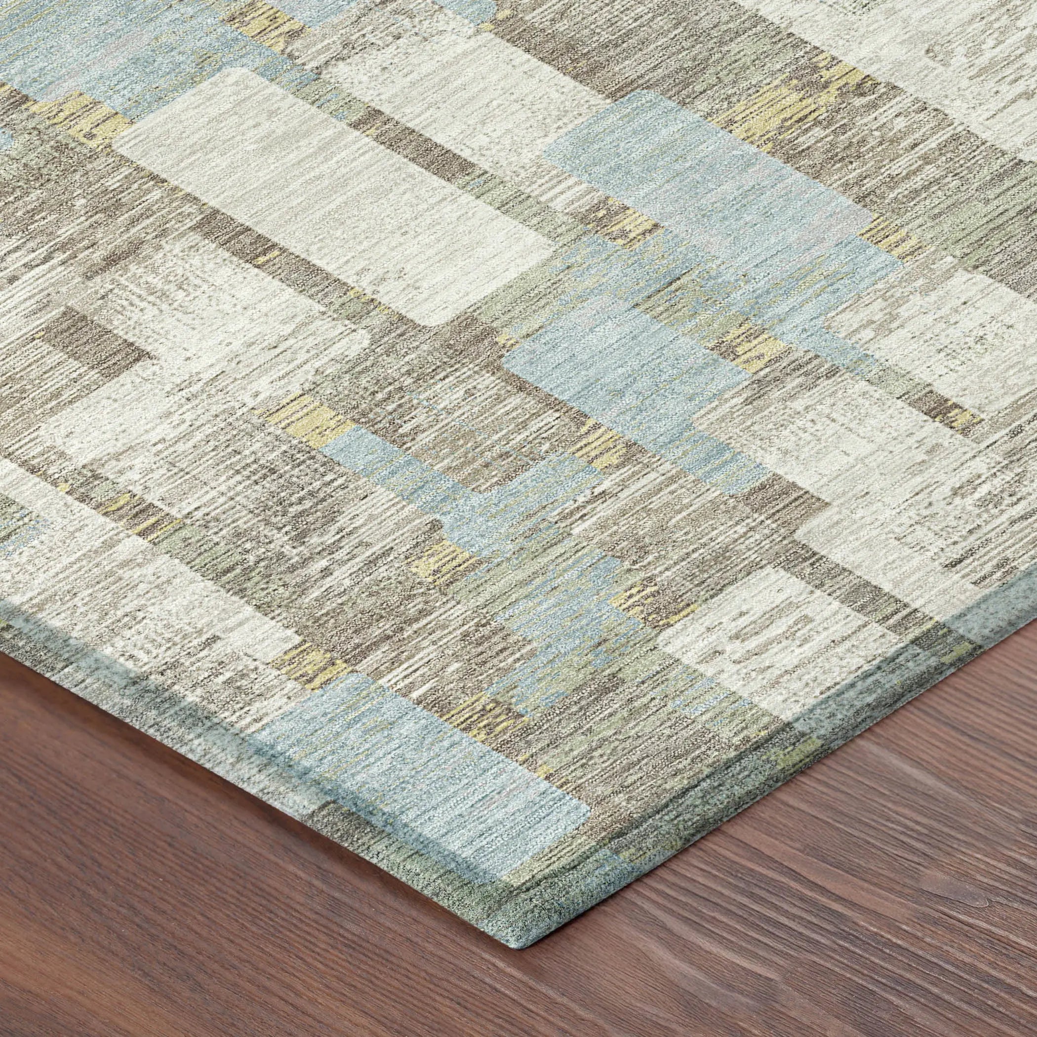 5' X 8' Ivory And Khaki Geometric Washable Indoor Outdoor Area Rug Homeroots Outdoor