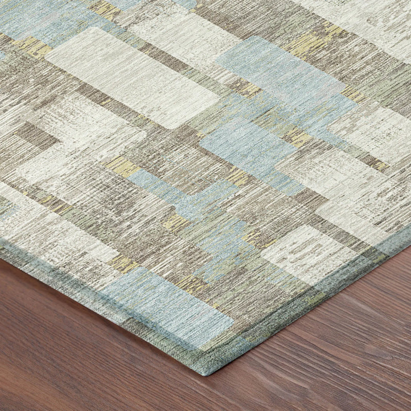 5' X 8' Ivory And Khaki Geometric Washable Indoor Outdoor Area Rug Homeroots Outdoor