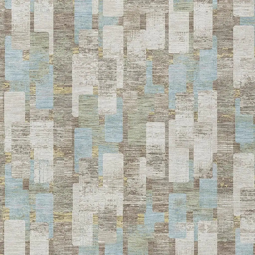 5' X 8' Ivory And Khaki Geometric Washable Indoor Outdoor Area Rug Homeroots Outdoor