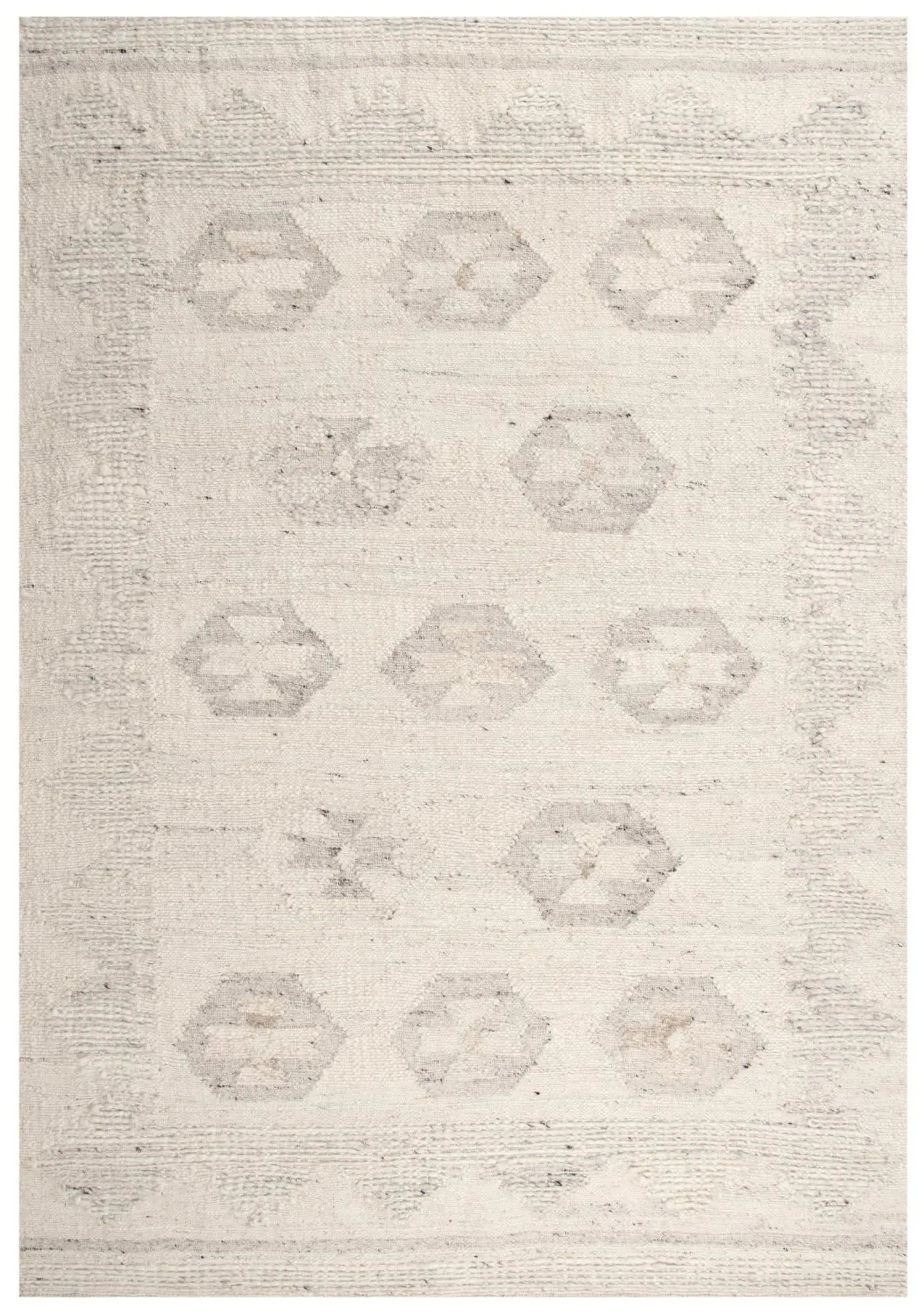 5' X 8' Ivory And Light Gray Wool Tribal Hand Woven Area Rug Homeroots Home Decor