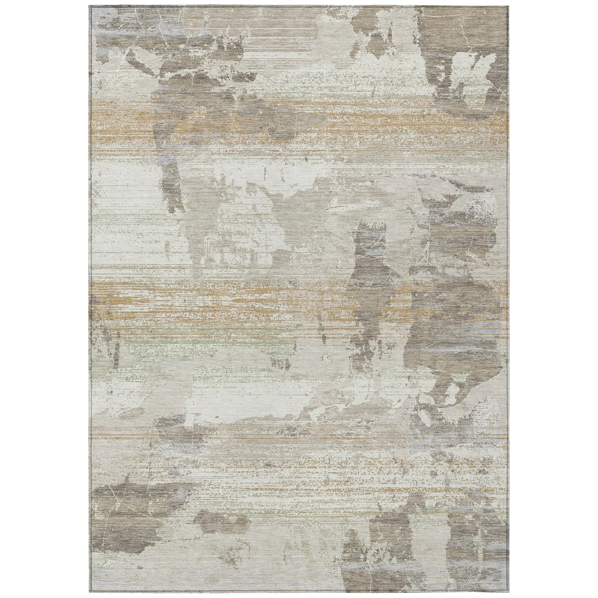 5' X 8' Ivory And Linen Abstract Washable Indoor Outdoor Area Rug Homeroots Outdoor