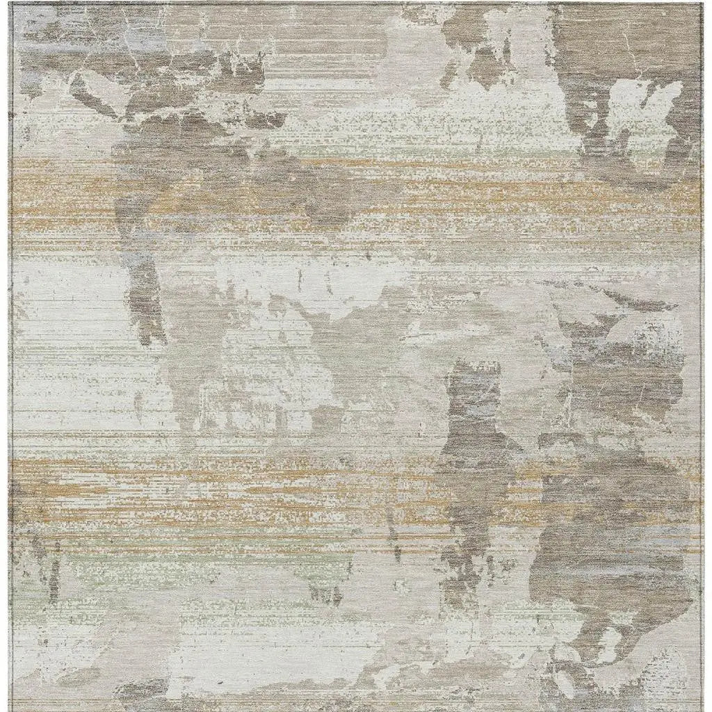 5' X 8' Ivory And Linen Abstract Washable Indoor Outdoor Area Rug Homeroots Outdoor