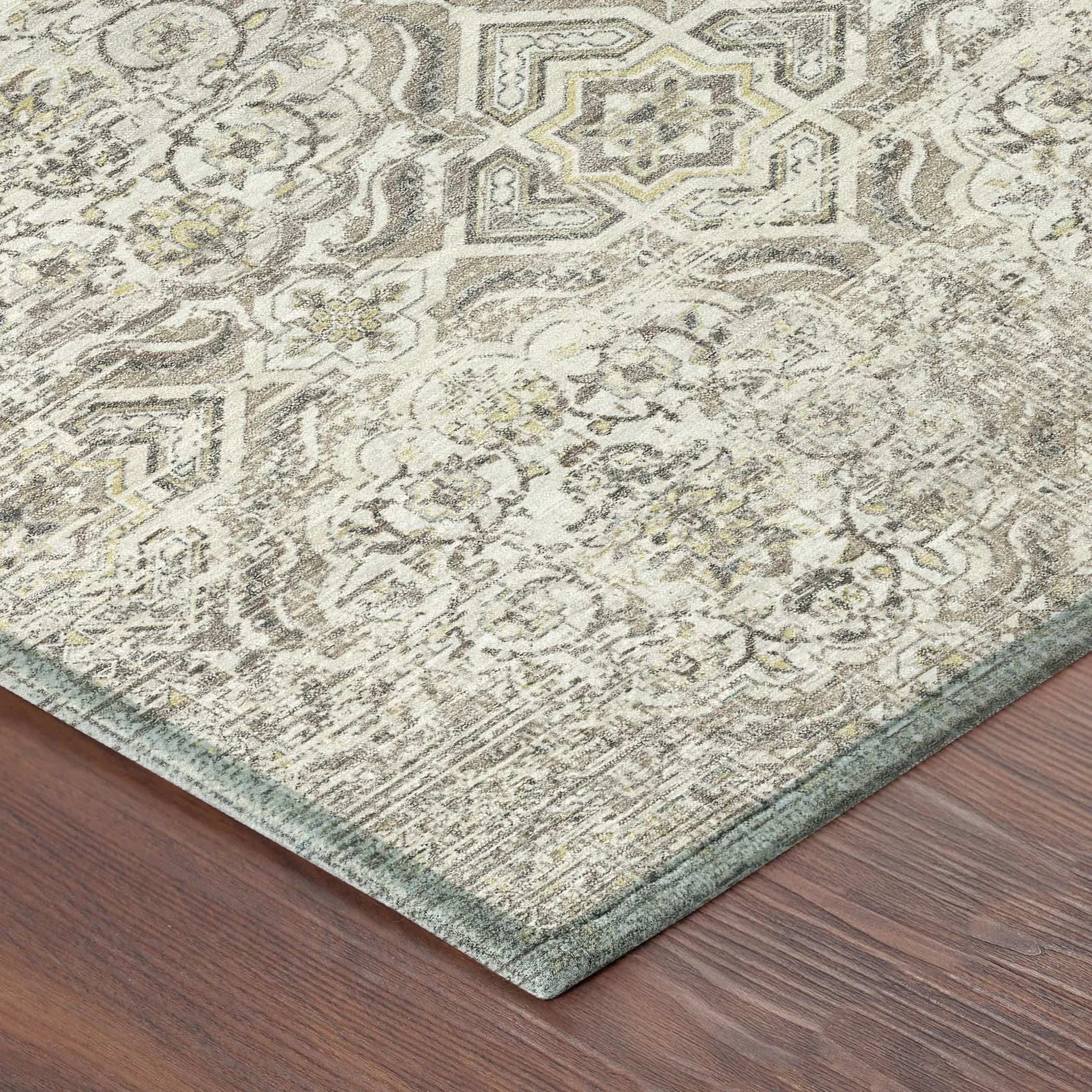 5' X 8' Ivory And Linen Floral Washable Indoor Outdoor Area Rug Homeroots Outdoor