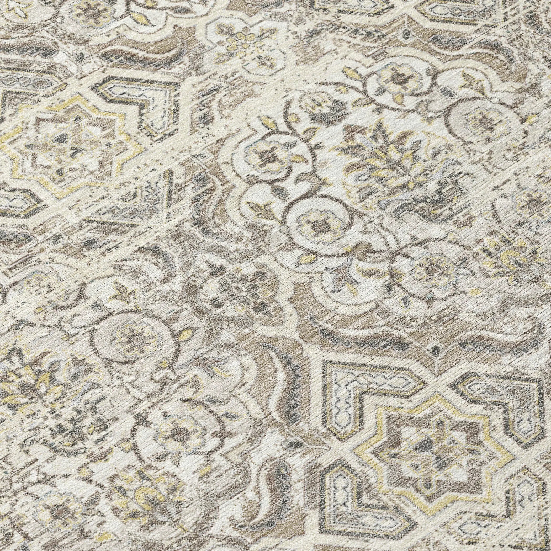 5' X 8' Ivory And Linen Floral Washable Indoor Outdoor Area Rug Homeroots Outdoor