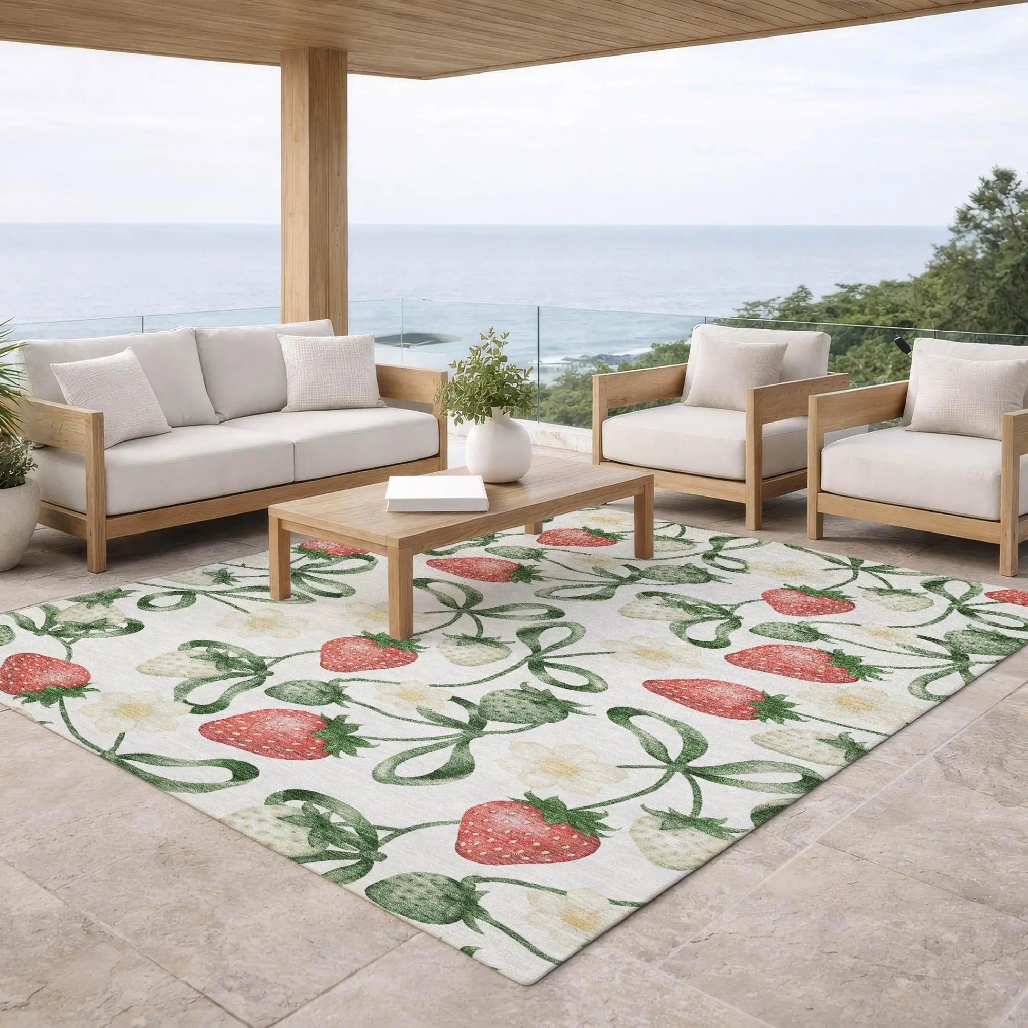 5' X 8' Ivory And Linen Floral Washable Indoor Outdoor Area Rug Homeroots Outdoor
