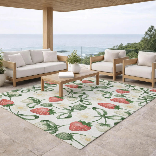 5' X 8' Ivory And Linen Floral Washable Indoor Outdoor Area Rug Homeroots Outdoor