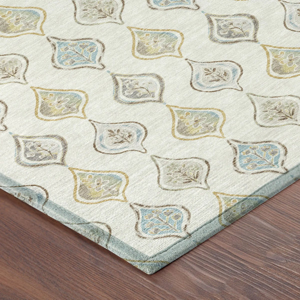 5' X 8' Ivory And Linen Floral Washable Indoor Outdoor Area Rug Homeroots Outdoor