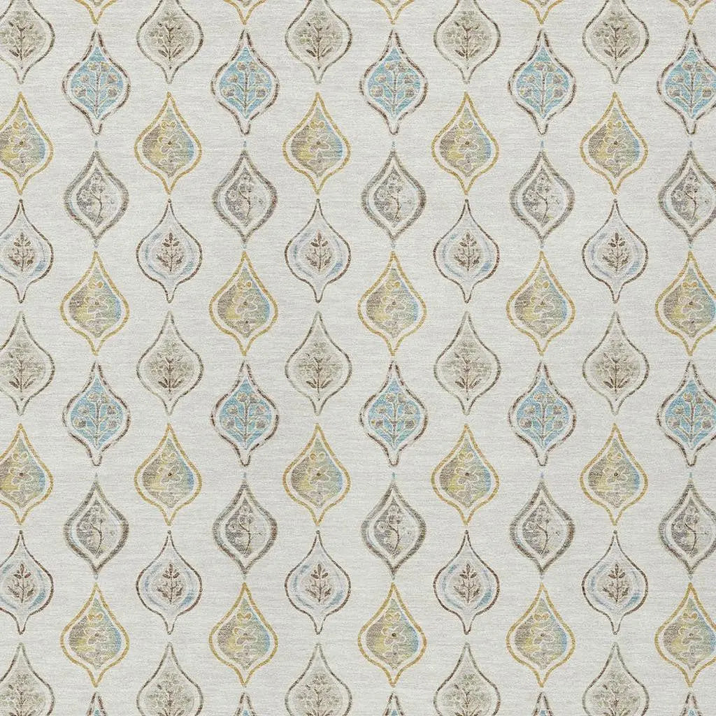5' X 8' Ivory And Linen Floral Washable Indoor Outdoor Area Rug Homeroots Outdoor