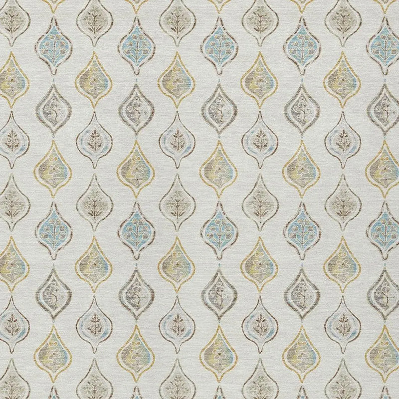 5' X 8' Ivory And Linen Floral Washable Indoor Outdoor Area Rug Homeroots Outdoor
