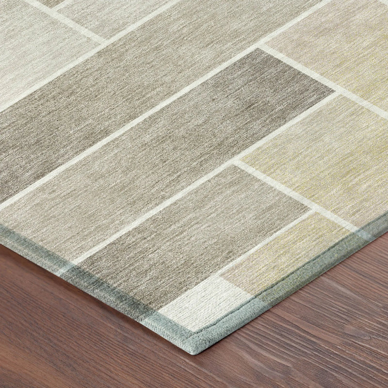 5' X 8' Ivory And Linen Geometric Washable Indoor Outdoor Area Rug Homeroots Outdoor