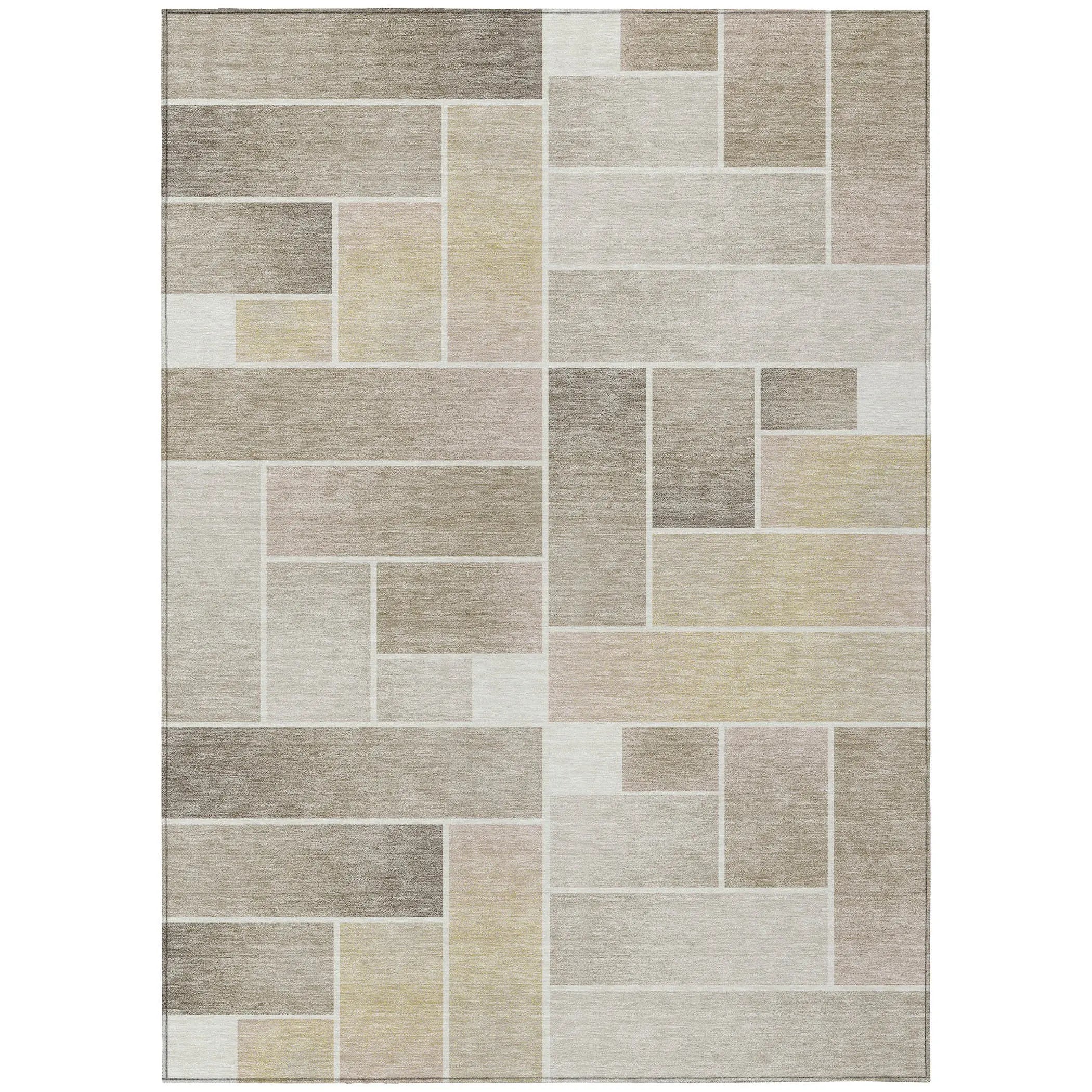 5' X 8' Ivory And Linen Geometric Washable Indoor Outdoor Area Rug Homeroots Outdoor