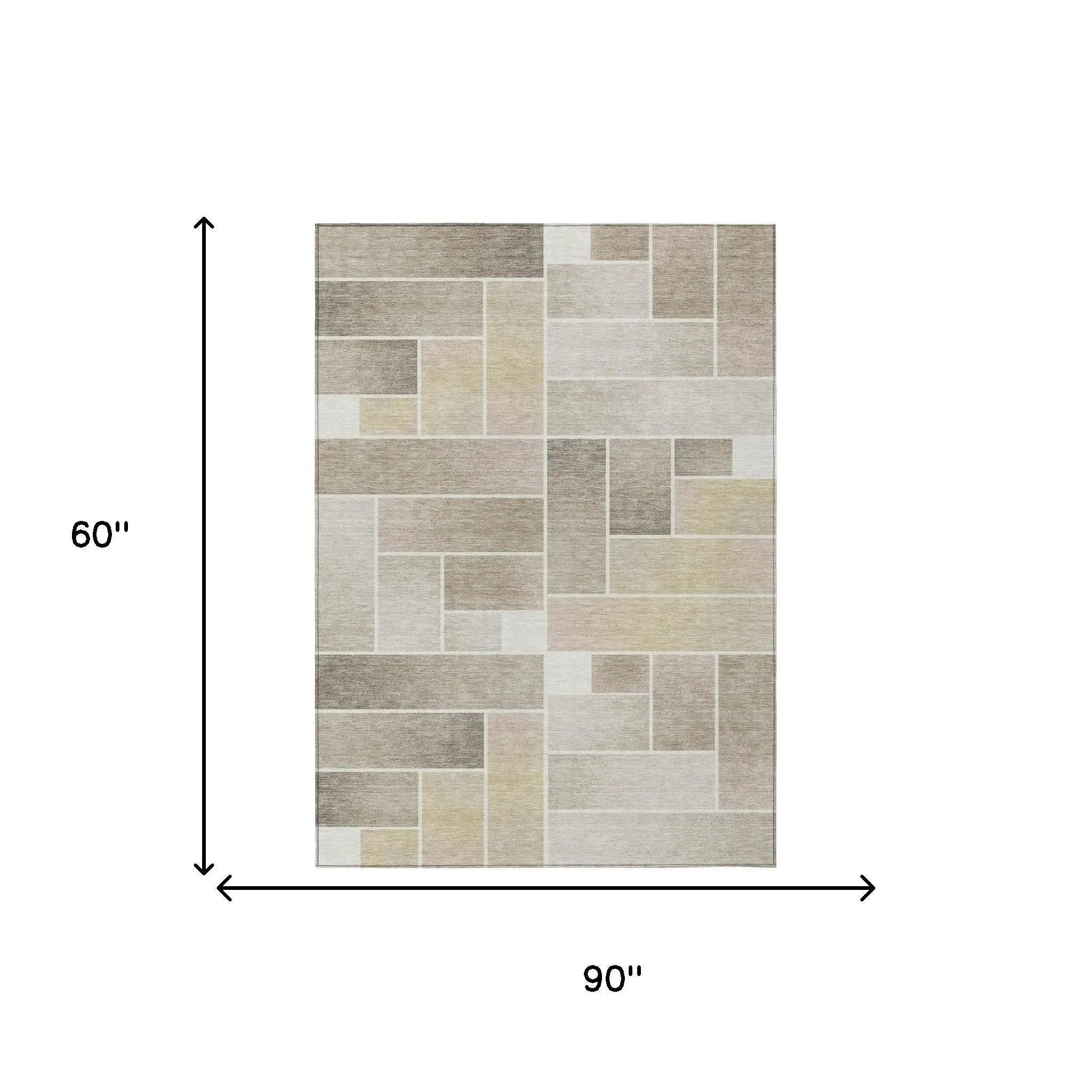 5' X 8' Ivory And Linen Geometric Washable Indoor Outdoor Area Rug Homeroots Outdoor