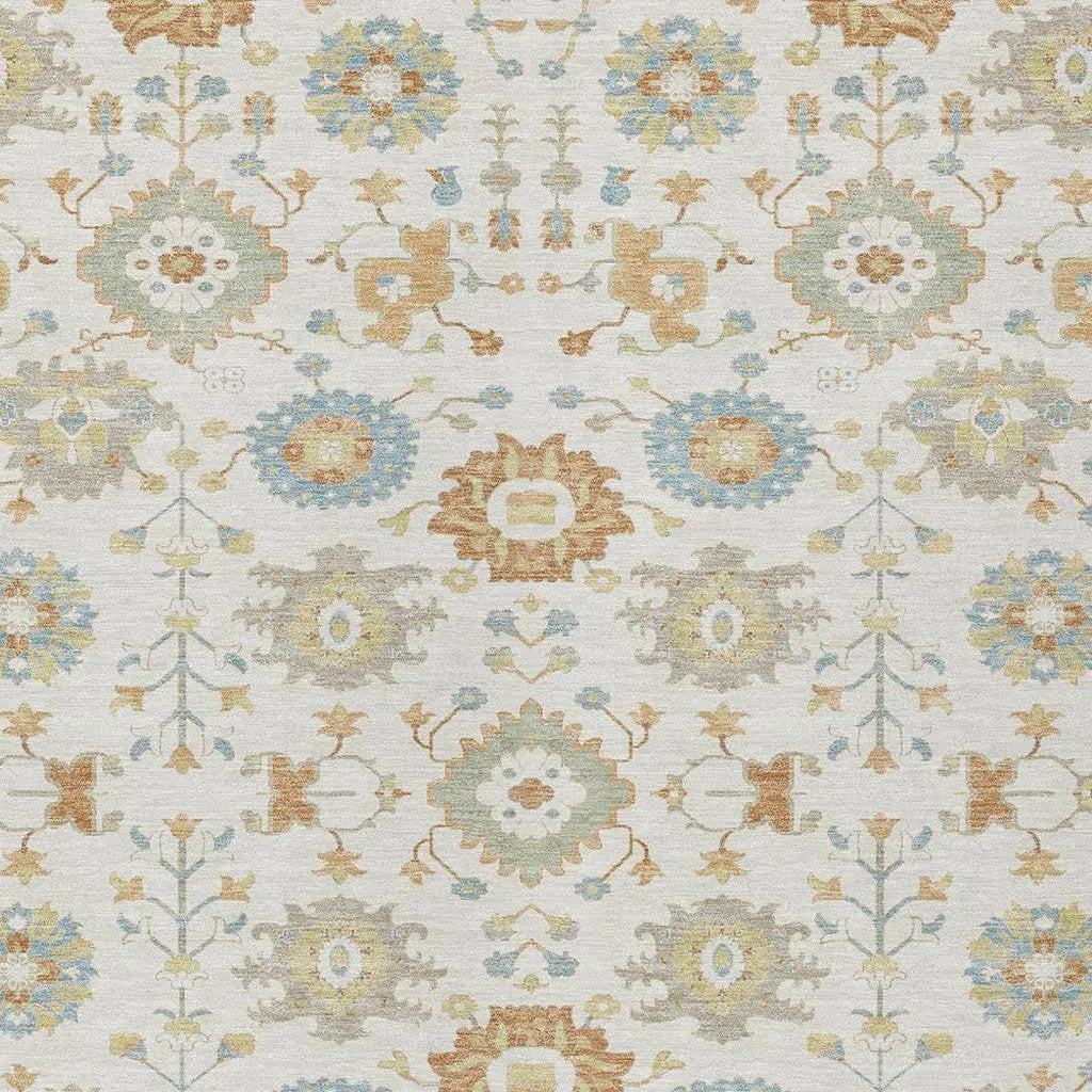 5' X 8' Ivory And Linen Geometric Washable Indoor Outdoor Area Rug Homeroots Outdoor