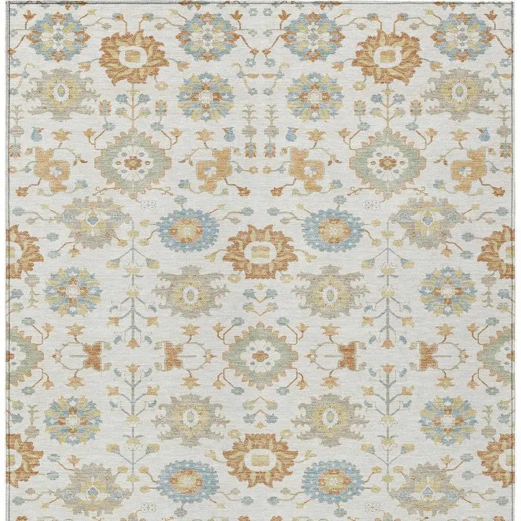 5' X 8' Ivory And Linen Geometric Washable Indoor Outdoor Area Rug Homeroots Outdoor