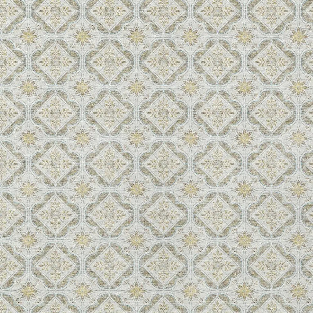 5' X 8' Ivory And Linen Geometric Washable Indoor Outdoor Area Rug Homeroots Outdoor