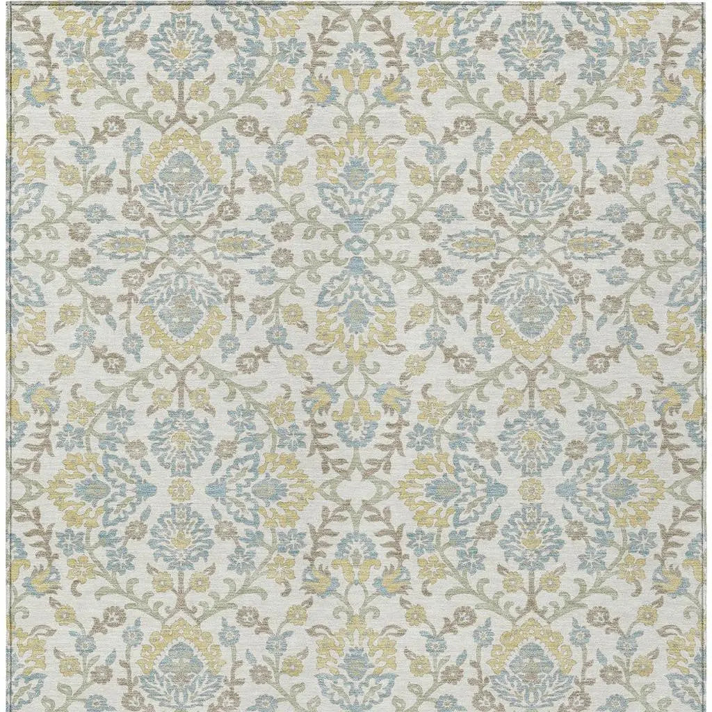 5' X 8' Ivory And Linen Geometric Washable Indoor Outdoor Area Rug Homeroots Outdoor