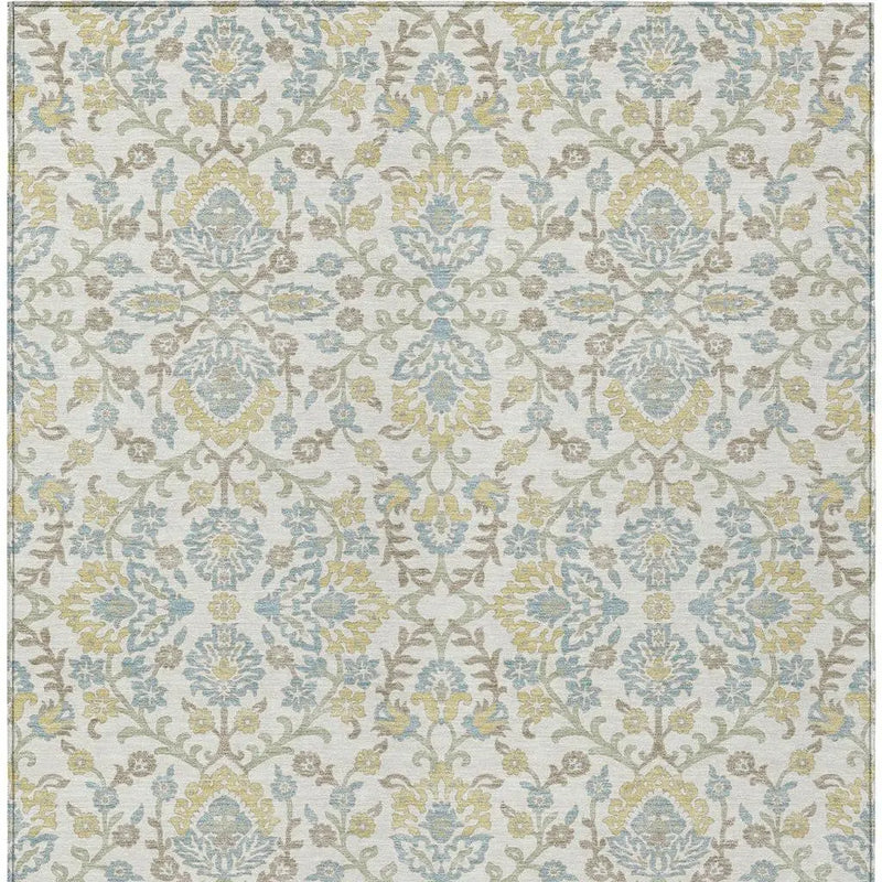 5' X 8' Ivory And Linen Geometric Washable Indoor Outdoor Area Rug Homeroots Outdoor