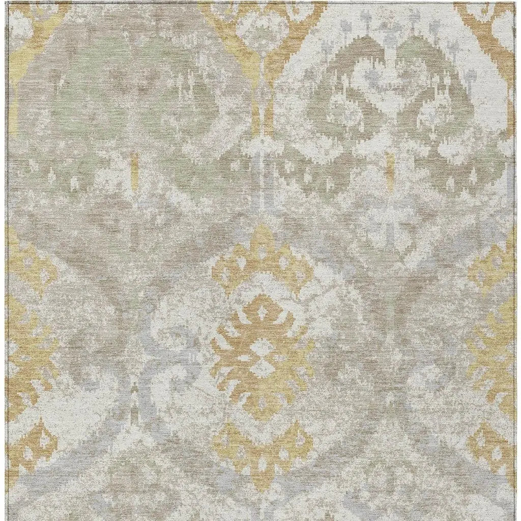5' X 8' Ivory And Linen Ikat Washable Indoor Outdoor Area Rug Homeroots Outdoor