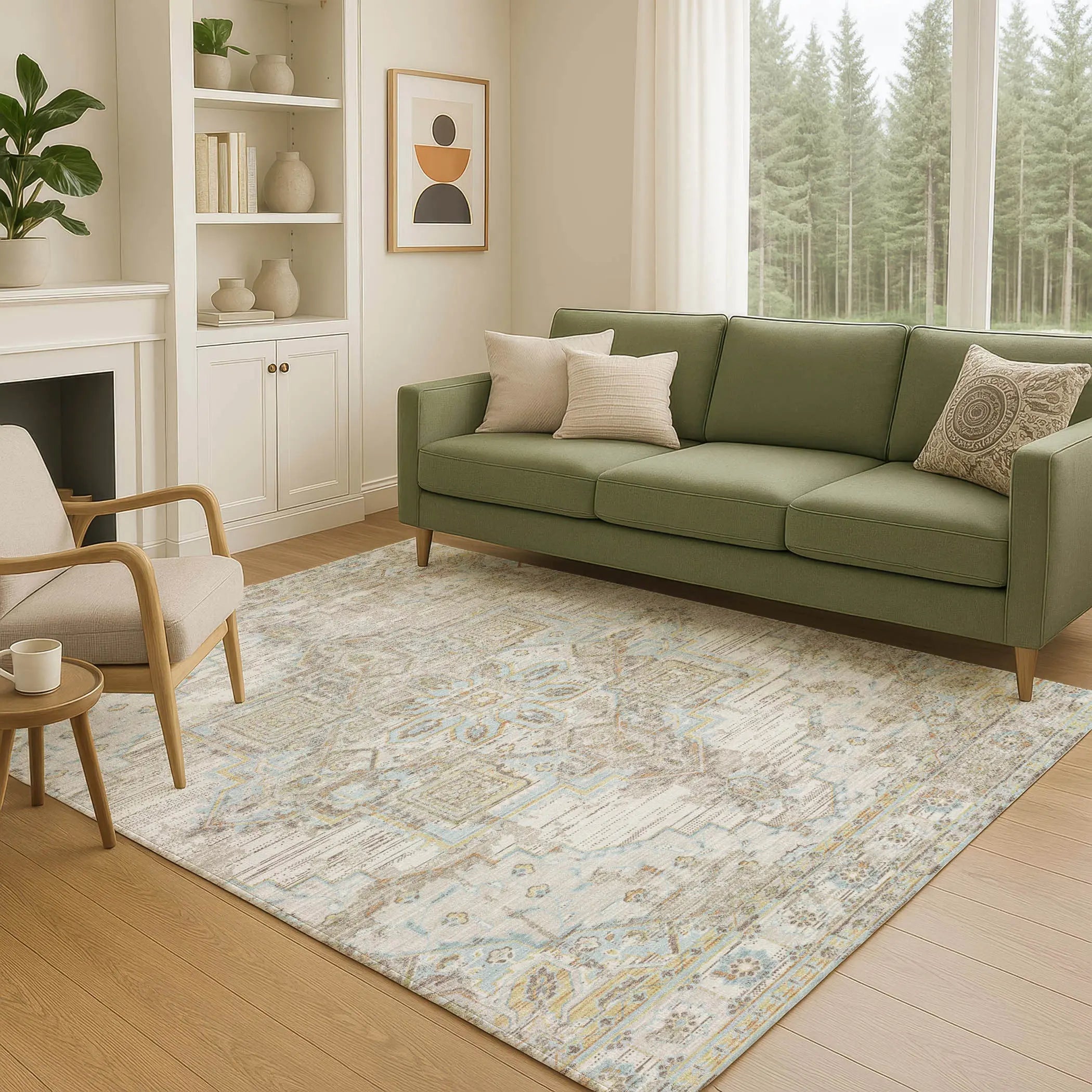 5' X 8' Ivory And Orange Oriental Washable Indoor Outdoor Area Rug Homeroots Outdoor