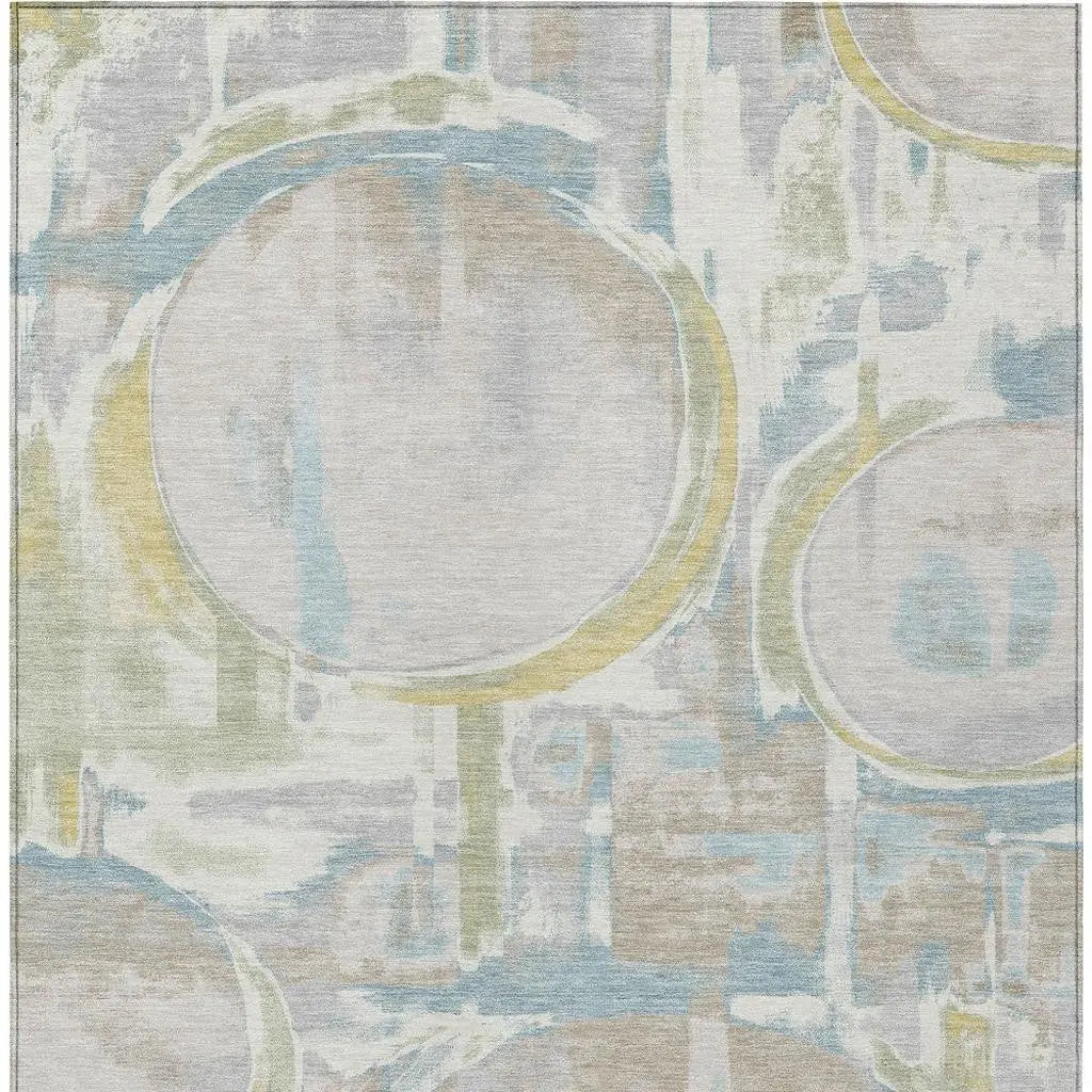 5' X 8' Ivory And Pearl Abstract Washable Indoor Outdoor Area Rug Homeroots Outdoor