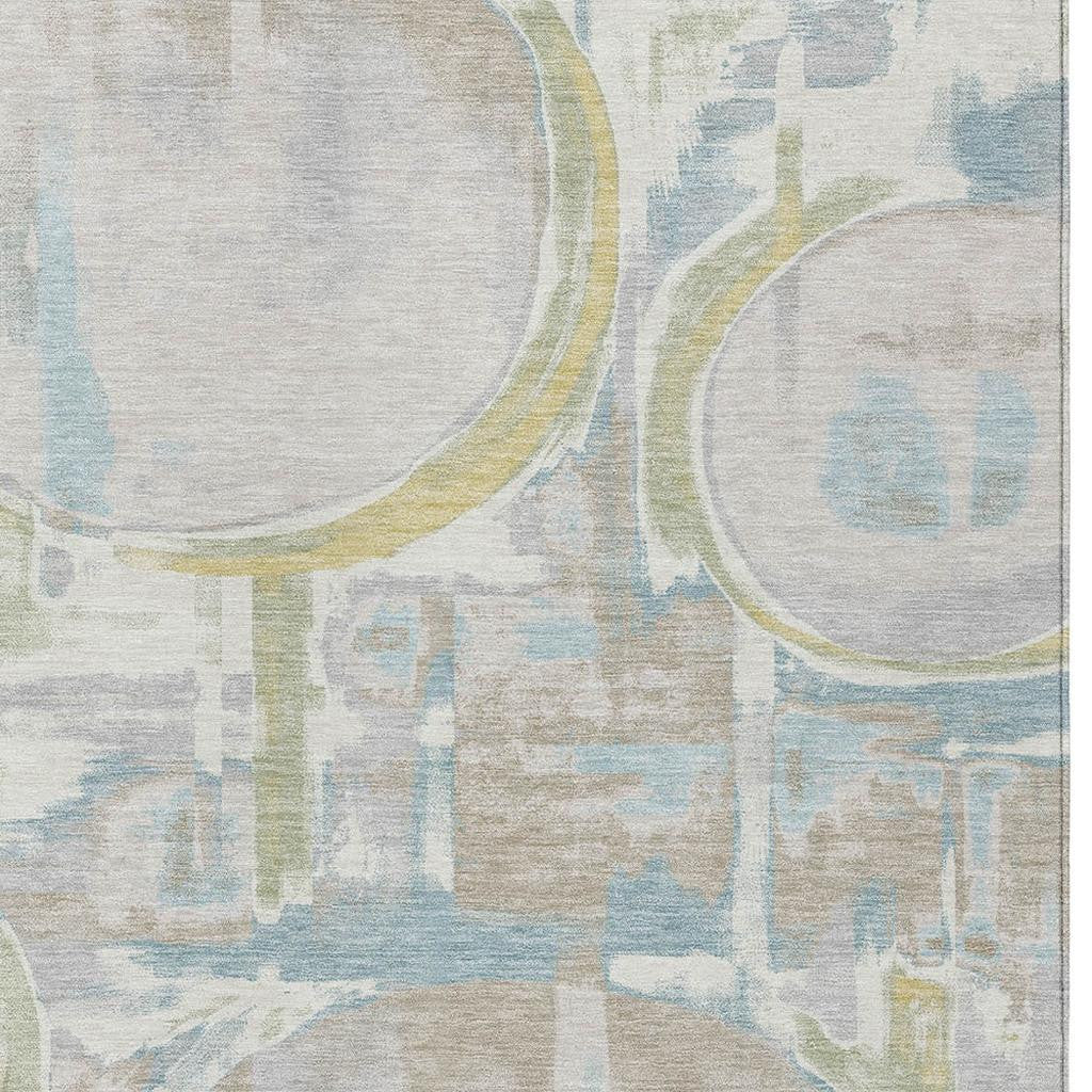 5' X 8' Ivory And Pearl Abstract Washable Indoor Outdoor Area Rug Homeroots Outdoor