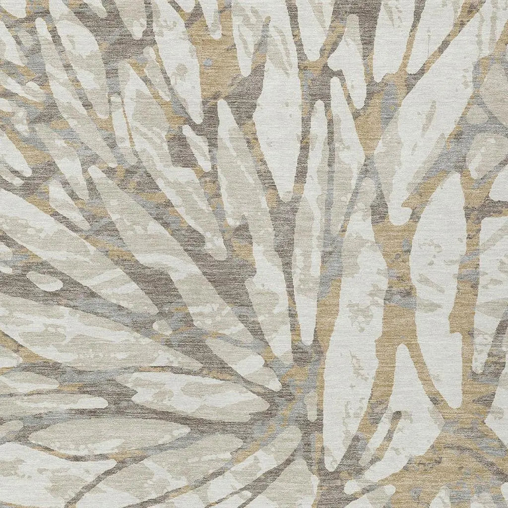5' X 8' Ivory And Pewter Abstract Washable Indoor Outdoor Area Rug Homeroots Outdoor