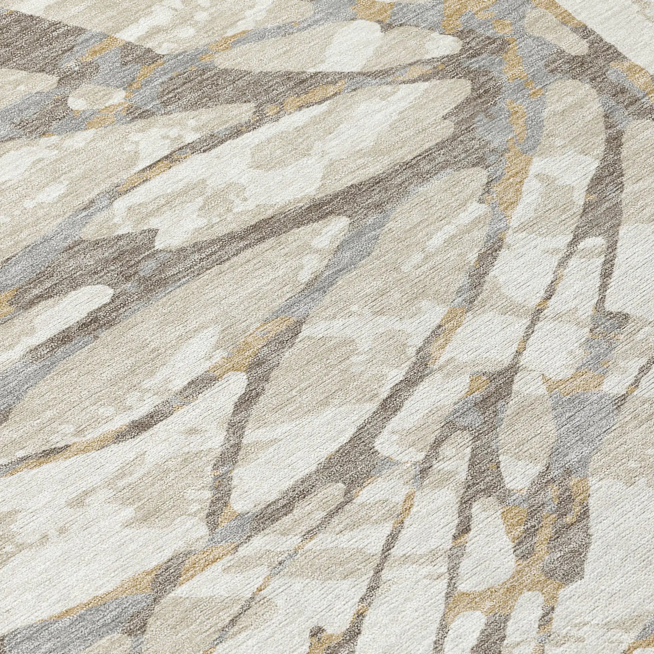 5' X 8' Ivory And Pewter Abstract Washable Indoor Outdoor Area Rug Homeroots Outdoor