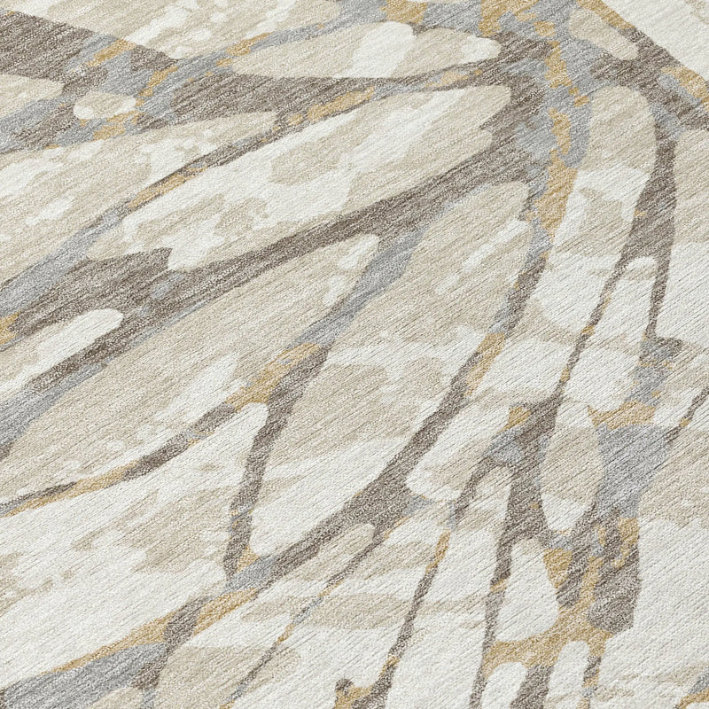 5' X 8' Ivory And Pewter Abstract Washable Indoor Outdoor Area Rug Homeroots Outdoor