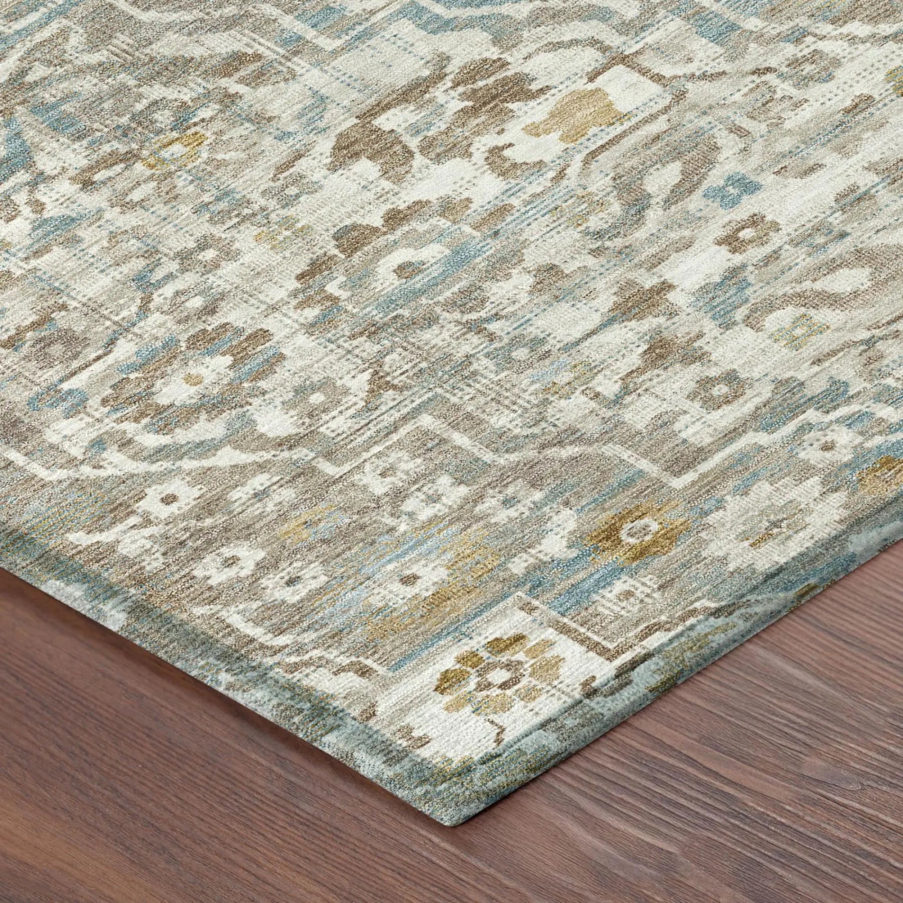 5' X 8' Ivory And Pewter Floral Medallion Washable Indoor Outdoor Area Rug Homeroots Outdoor