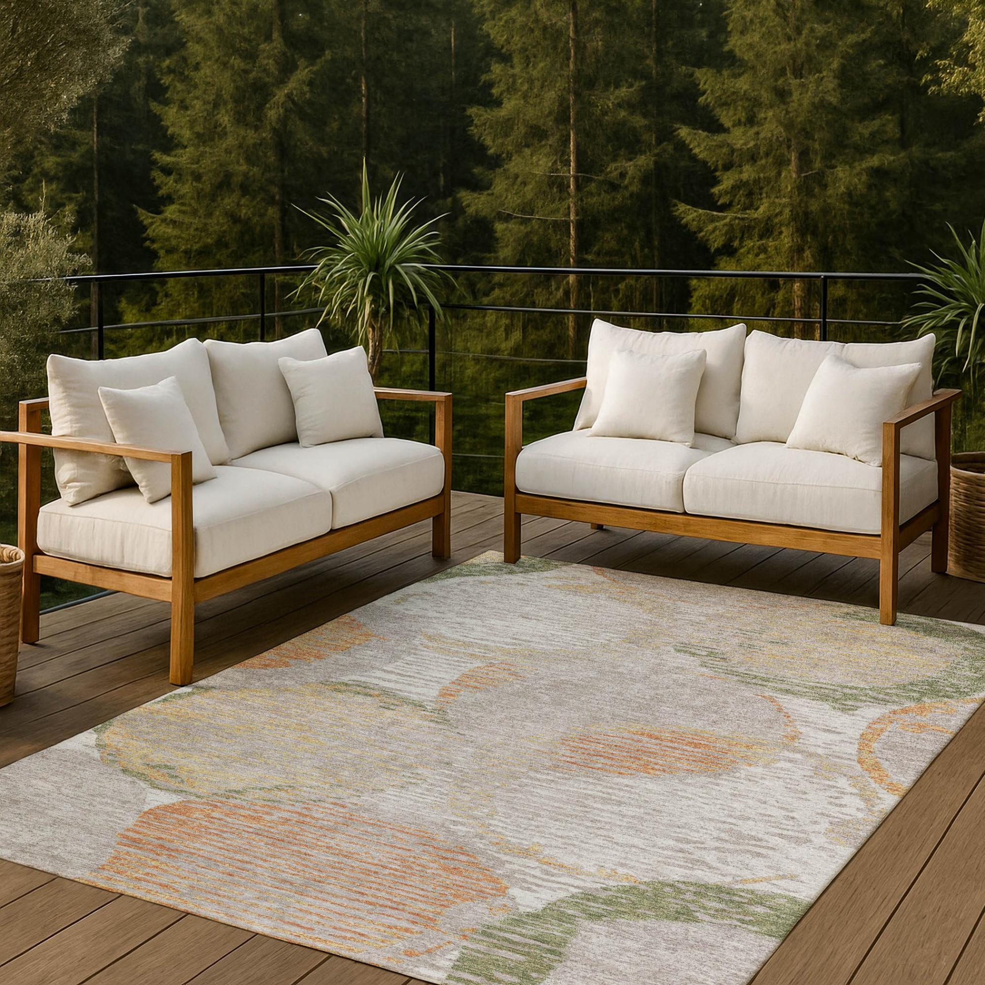 5' X 8' Ivory And Pewter Geometric Washable Indoor Outdoor Area Rug Homeroots Outdoor