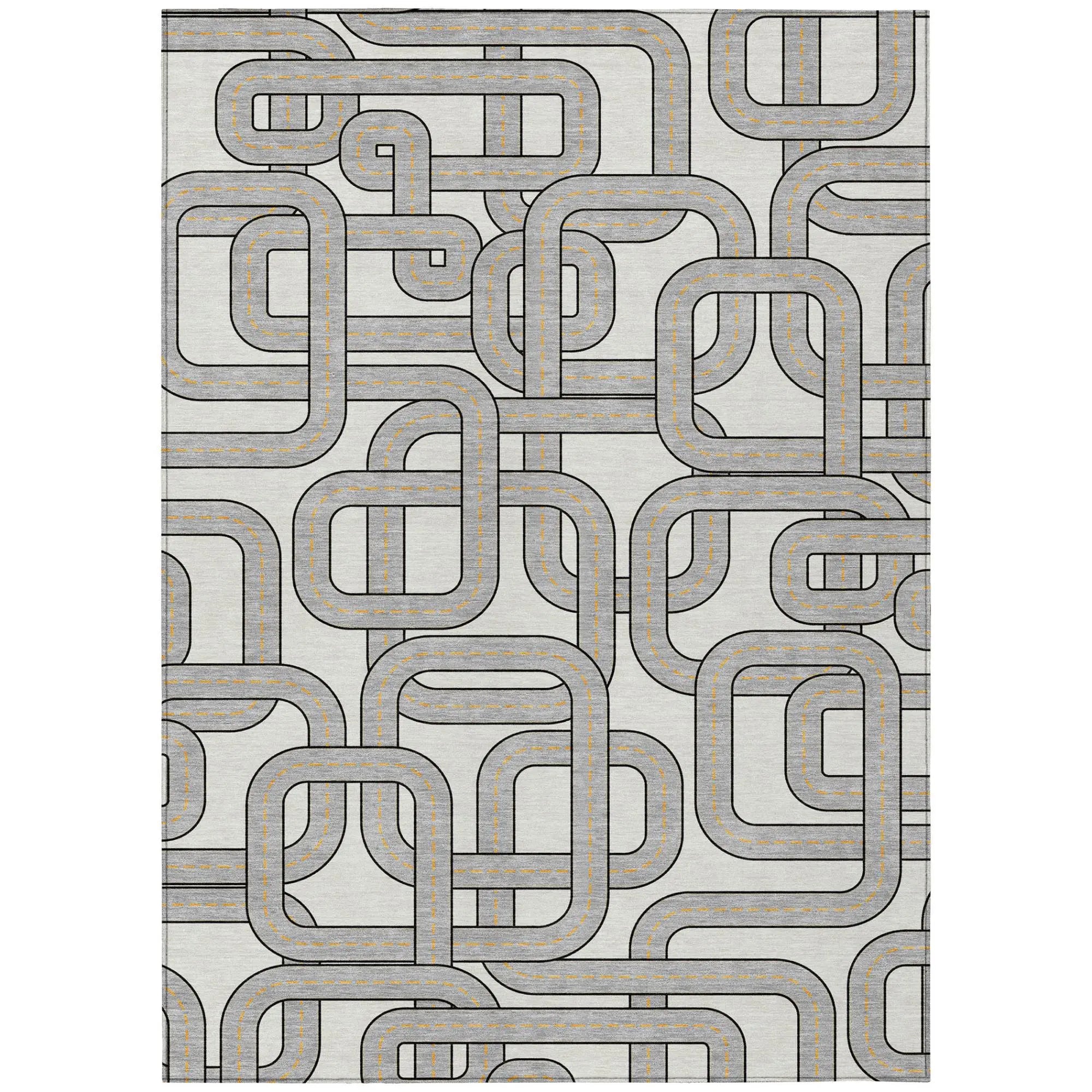5' X 8' Ivory And Pewter Geometric Washable Indoor Outdoor Area Rug Homeroots Outdoor