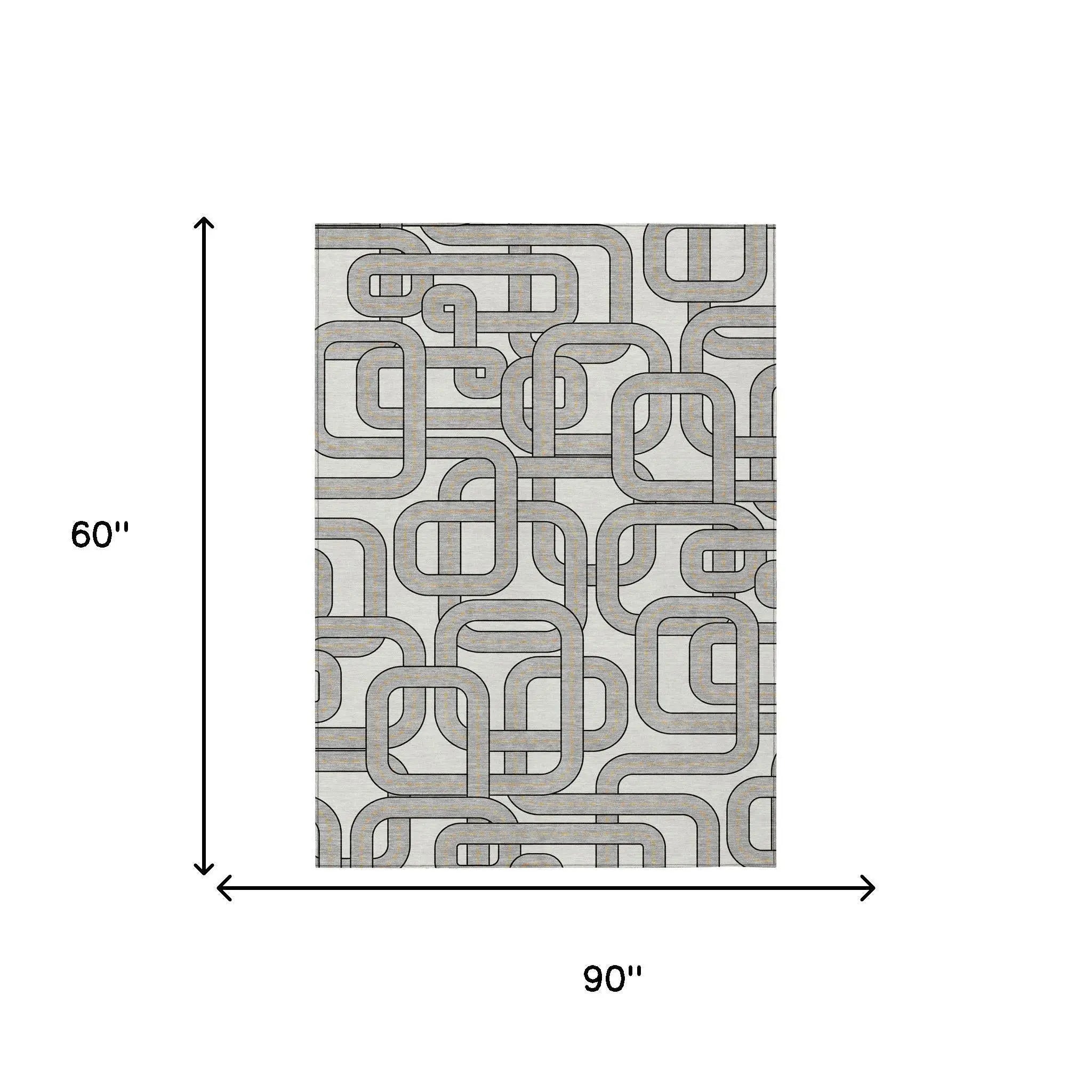 5' X 8' Ivory And Pewter Geometric Washable Indoor Outdoor Area Rug Homeroots Outdoor