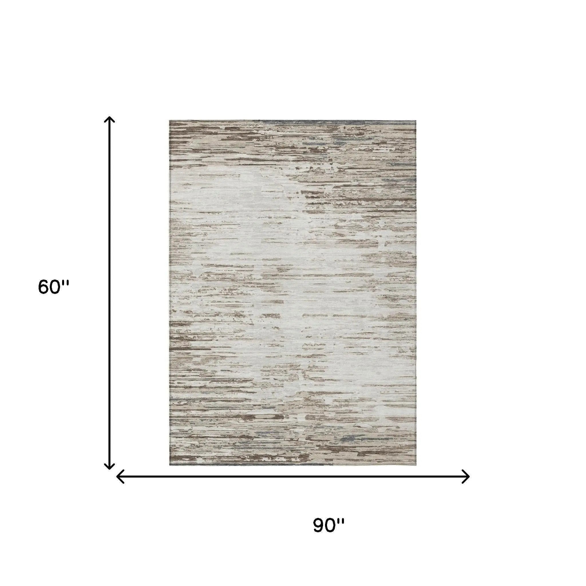 5' X 8' Ivory And Silver Abstract Washable Indoor Outdoor Area Rug Homeroots Outdoor