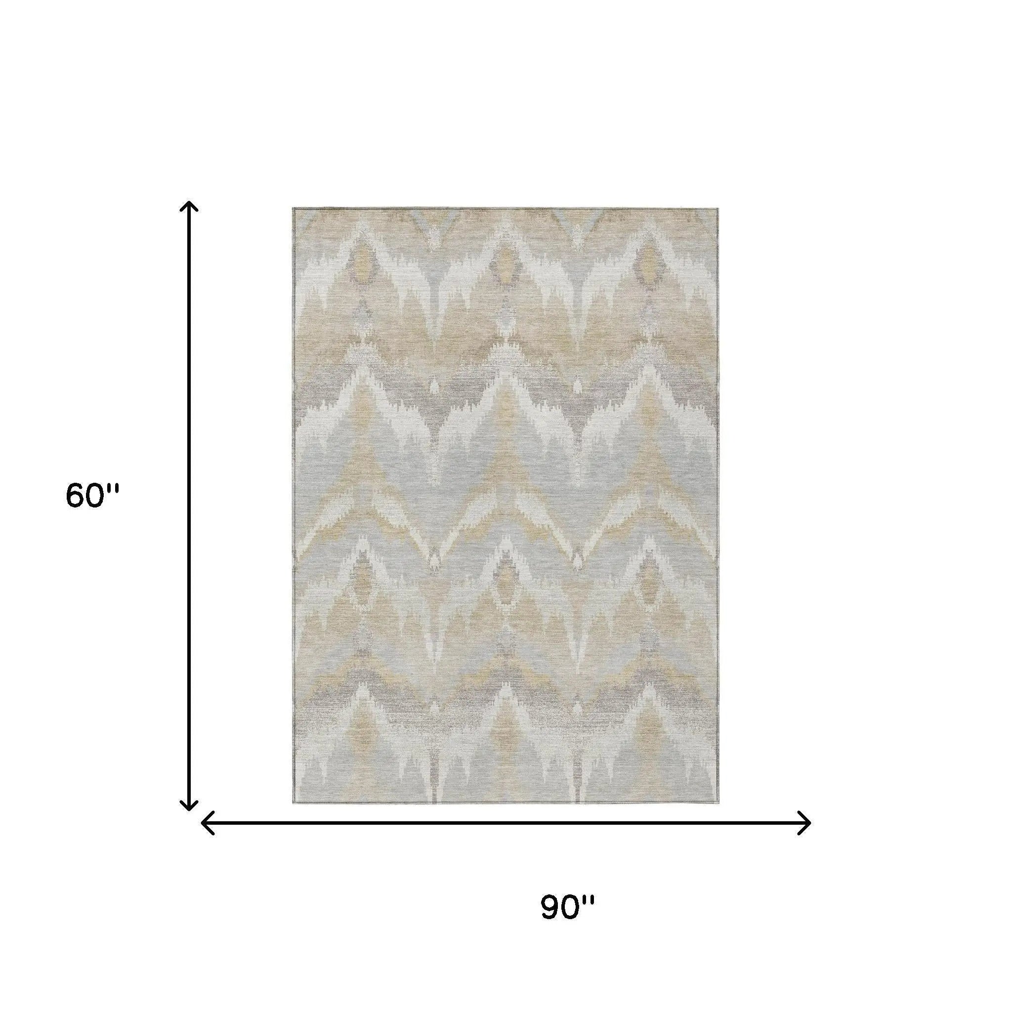 5' X 8' Ivory And Silver Abstract Washable Indoor Outdoor Area Rug Homeroots Outdoor