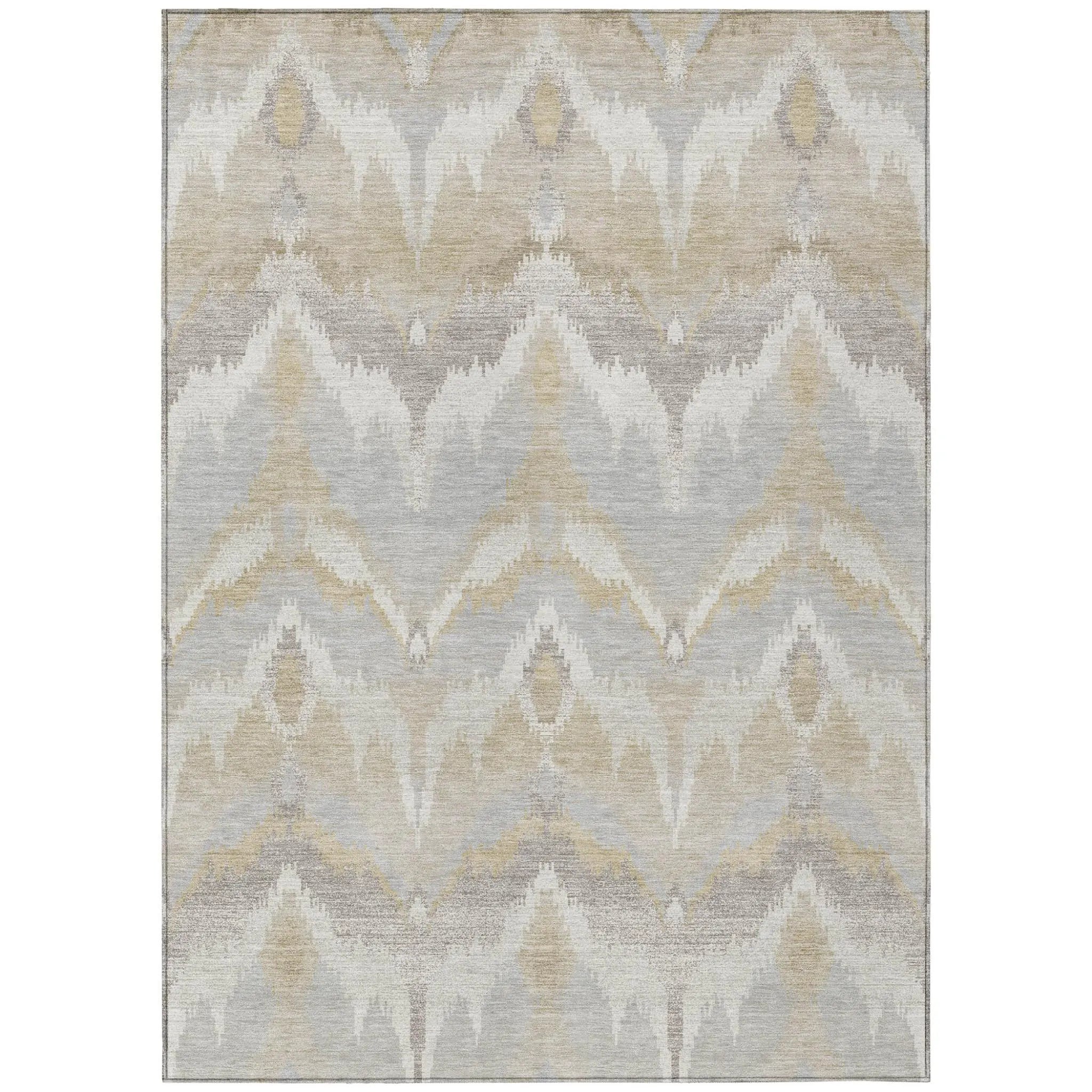 5' X 8' Ivory And Silver Abstract Washable Indoor Outdoor Area Rug Homeroots Outdoor